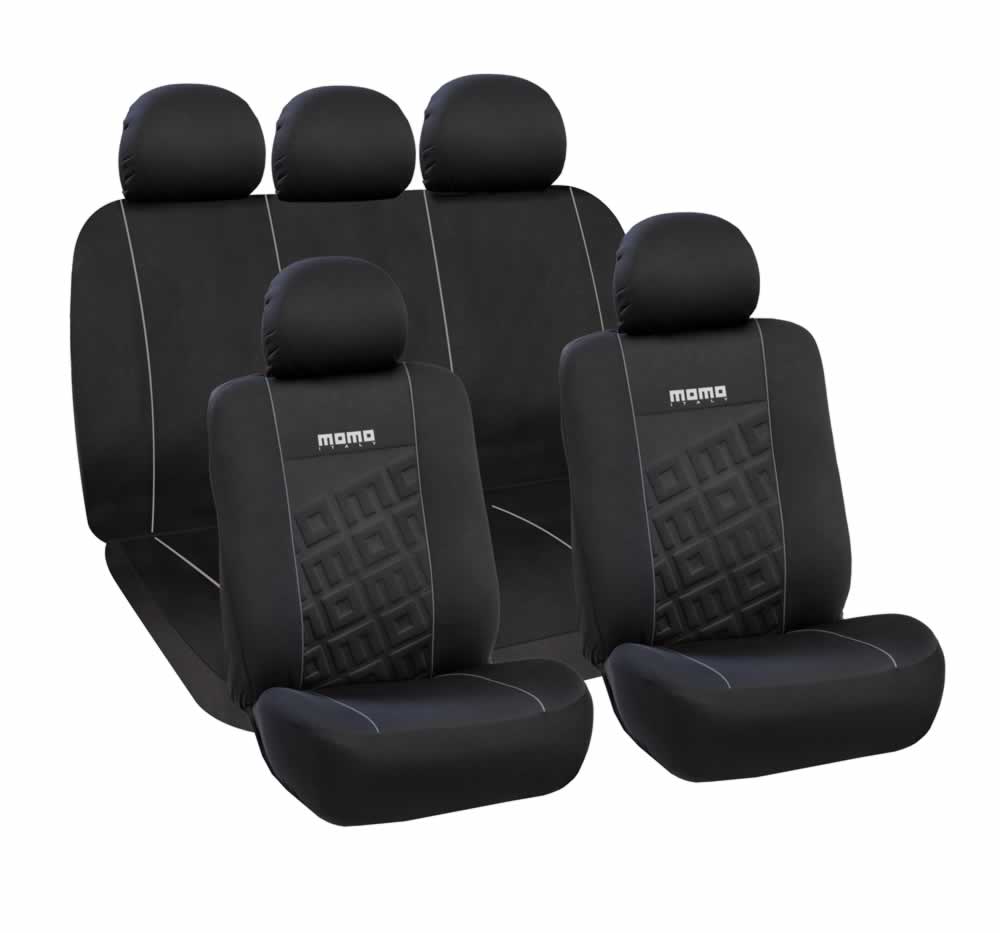 CAPAS DE ESTOFO UNIVERSAIS «MOMO» BASIC - PRETA E CINZA