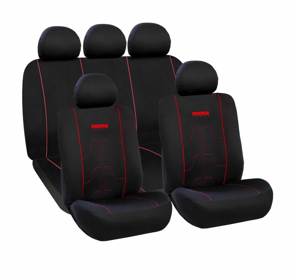 CAPAS DE ESTOFO UNIVERSAIS «MOMO» BASIC - PRETA E VERMELHA