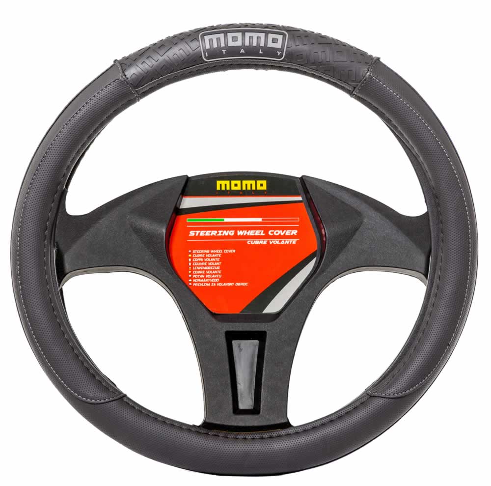 CAPA DE VOLANTE UNIVERSAL «MOMO» - PRETO E CINZA