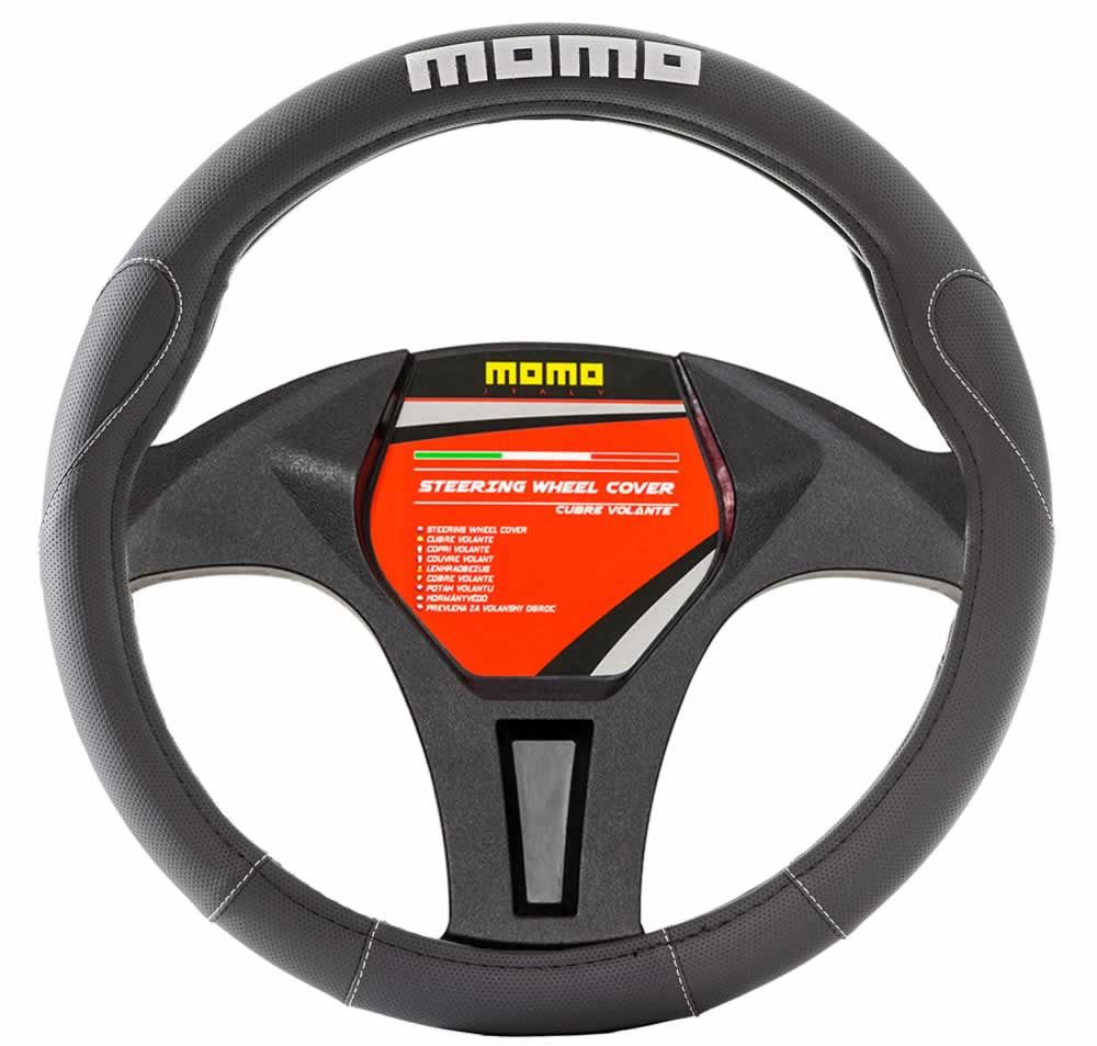 CAPA DE VOLANTE UNIVERSAL «MOMO» - PRETA E BRANCA