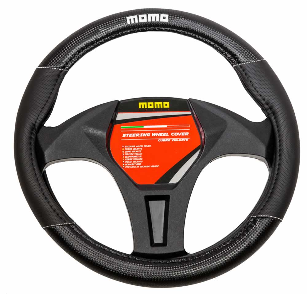 CAPA DE VOLANTE UNIVERSAL «MOMO» - PRETA E BRANCA