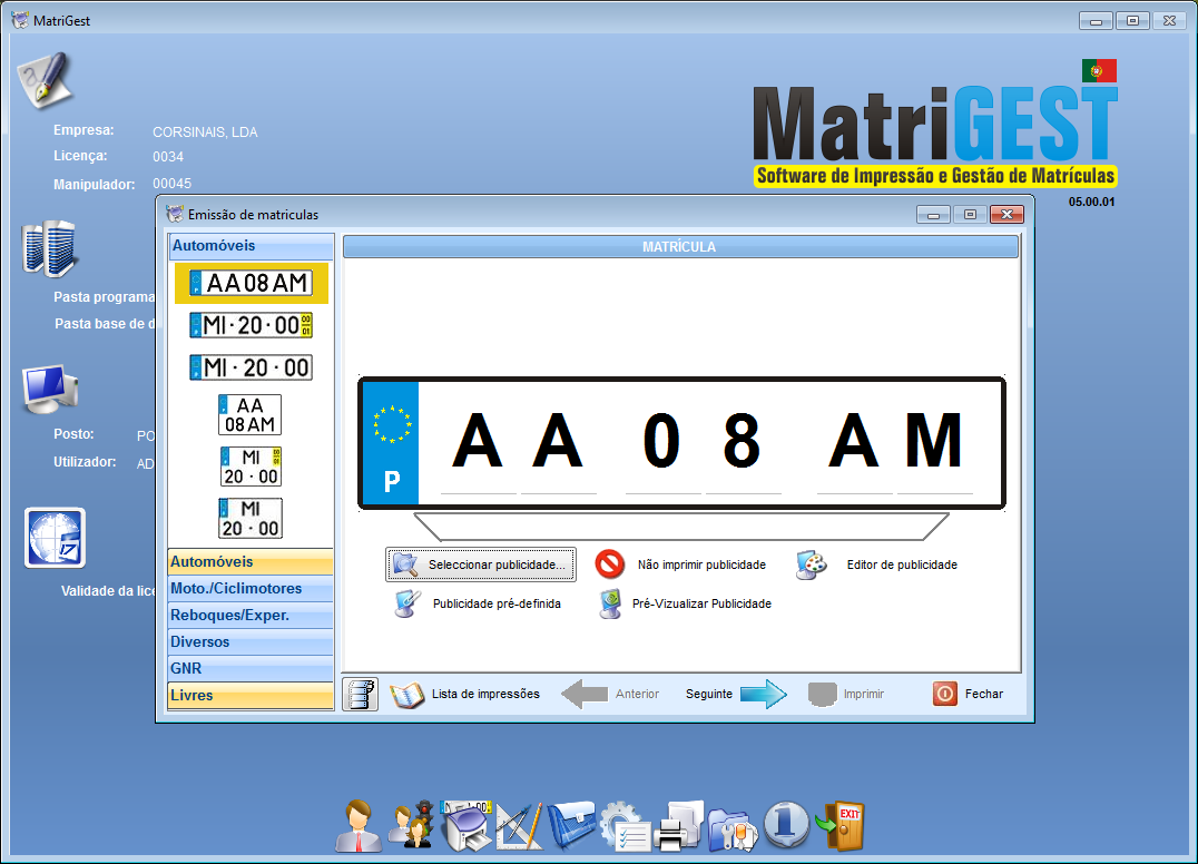 SOFTWARE MATRIGEST 5.0