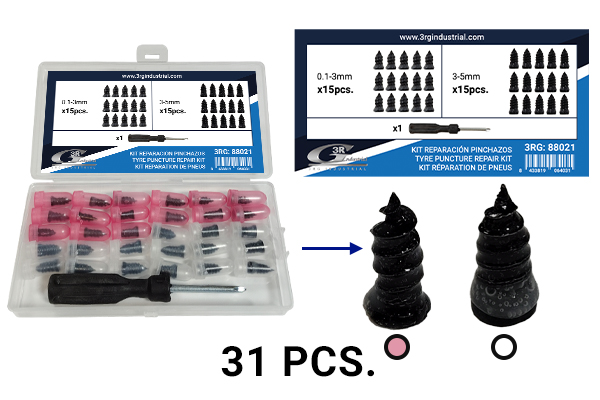 KIT DE REPARAÇAO DE PNEUS TUBLESS (31PCS)
