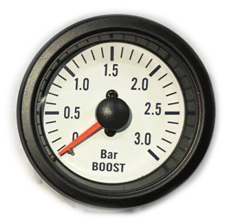 MANÓMETRO PRESSÃO DO TURBO (CLÁSSICO BRANCO) 3BAR