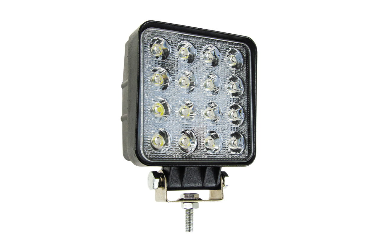 FAROL DE TRABALHO EM LED QUADRADO, 16 LEDS 48W