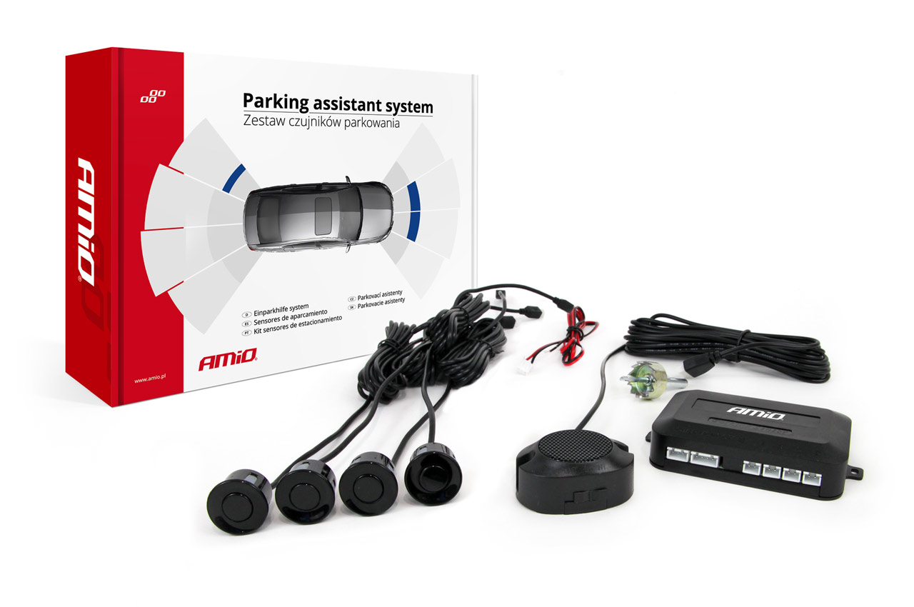 KIT 4 SENSORES PARQUEAMENTO C/ BUZZER PRETO 22MM