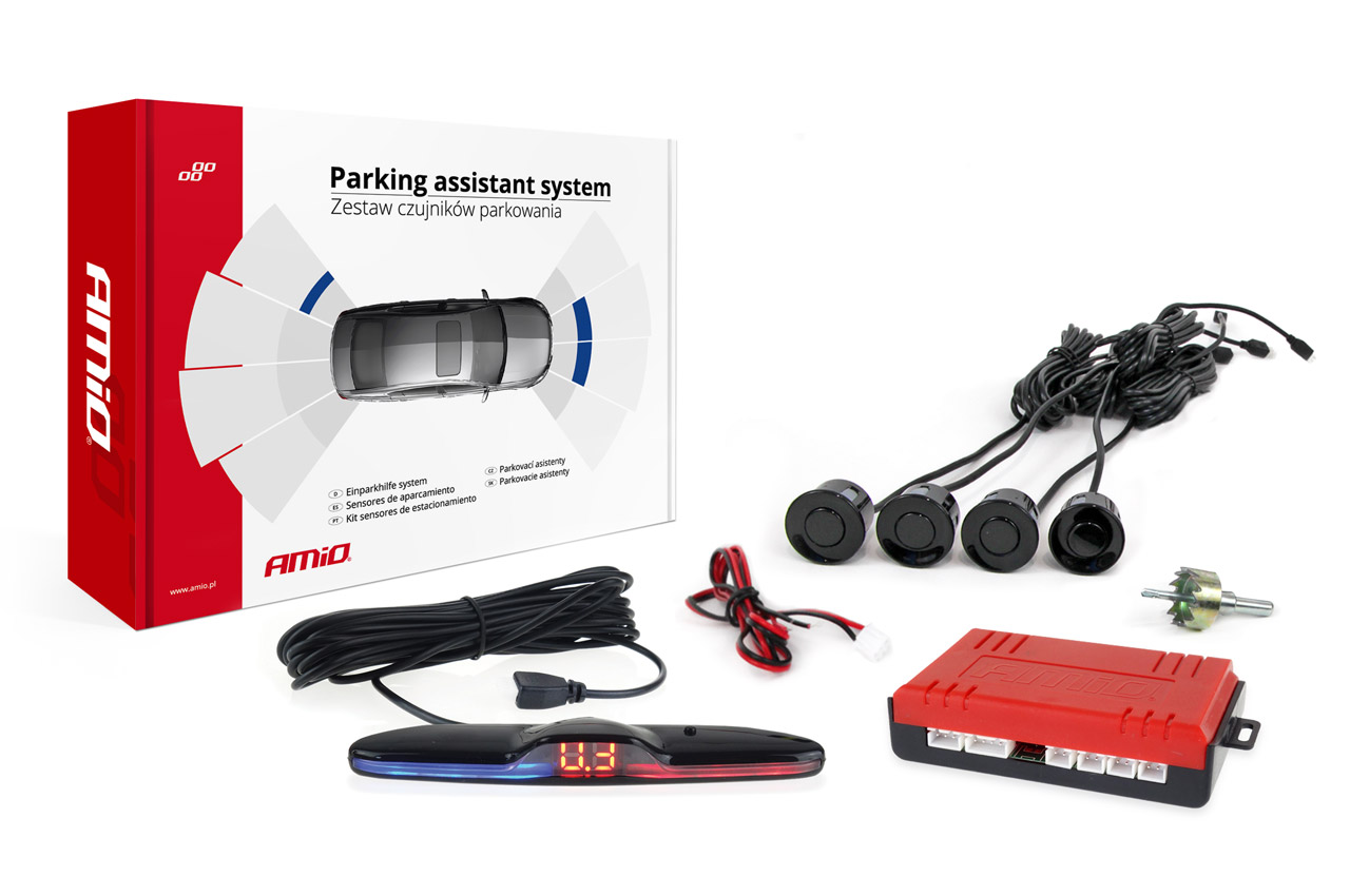 KIT 4 SENSORES PARQUEAMENTO C/DISPLAY 22MM PRETO MAX LED