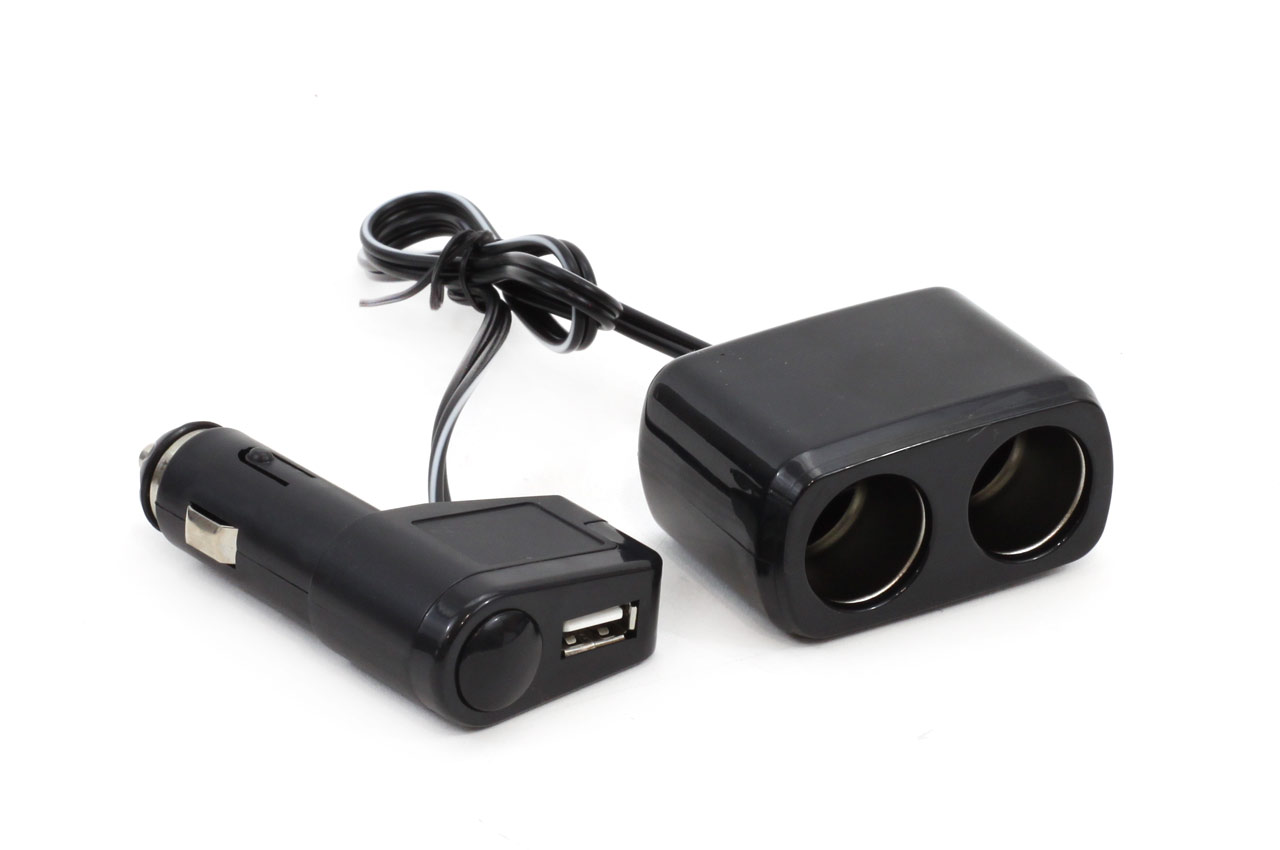 EXTENSAO DUPLA + USB  PARA ISQUEIRO 12/24V  