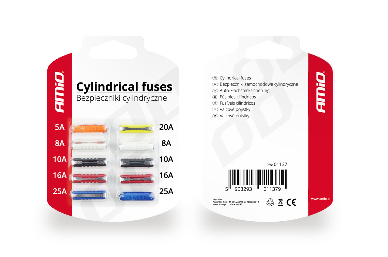 CARTEIRA 10 FUSIVEIS CYLINDRIC FUSE