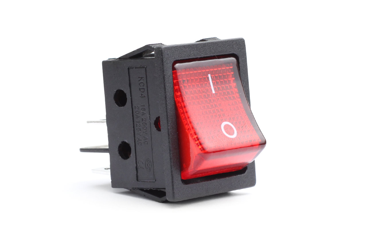 INTERRUPTOR RETANGULAR VERMELHO 12/230V ON/OFF
