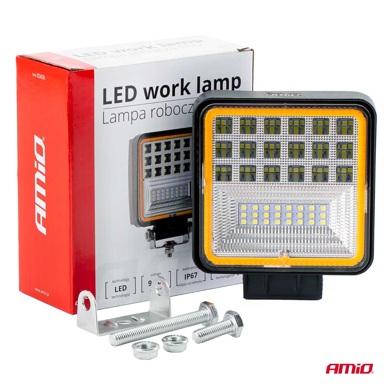 FAROL DE TRABALHO QUADRADO  42LED 2 FUNÇOES  9-36V