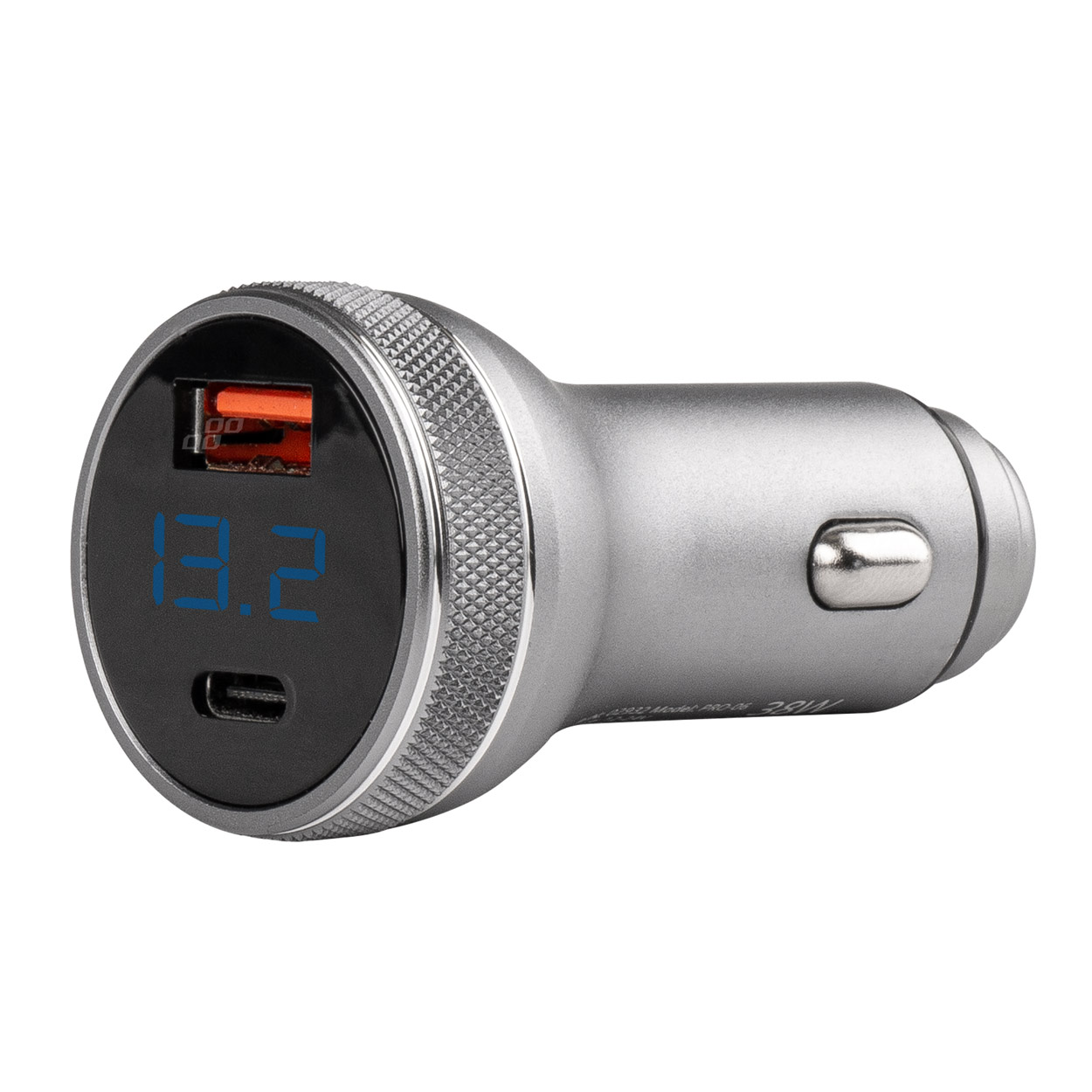 CARREGADOR C/VOLTIMETRO USB-C+USB 38W  Charging 12/24V