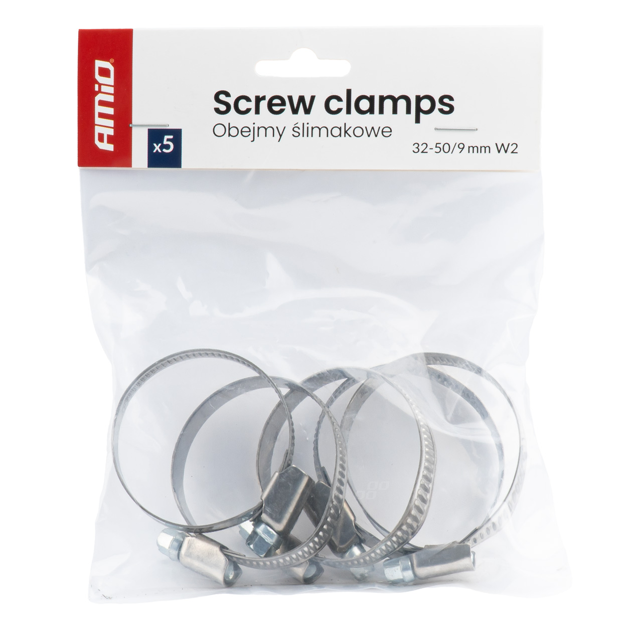 KIT DE 5 ABRAÇADEIRAS METALICAS 32-50mm/9mm W2 EM BLISTER