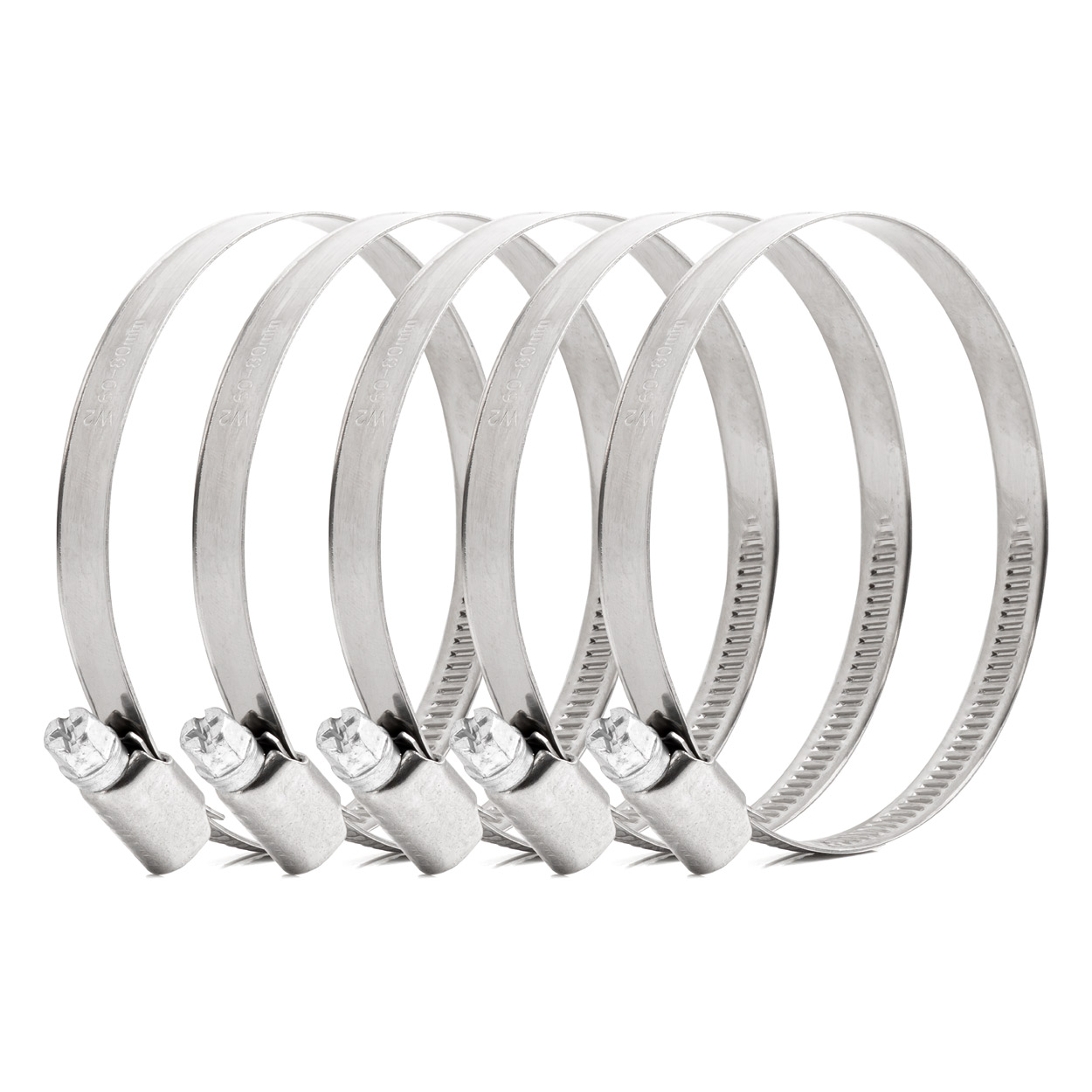 KIT DE 5 ABRAÇADEIRAS METALICAS 60-80mm/9mm W2 EM BLISTER