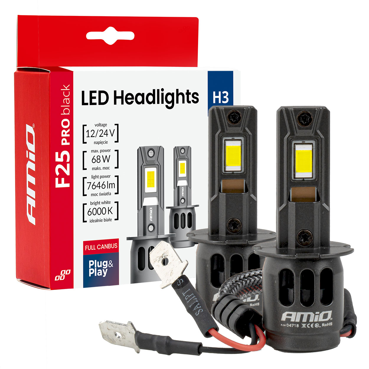 KIT DE LEDS SERIES F25 H3X2 6000K FULL CANBUS 68W 12/24V