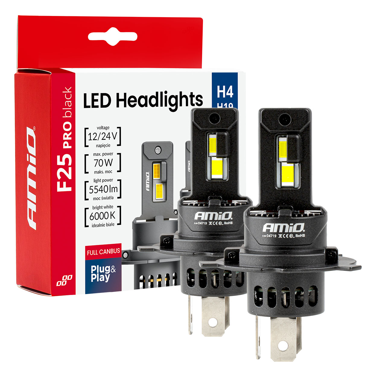 KIT DE LEDS SERIES F25 H4/H19X2 6000K FULL CANBUS 70W 12/24V