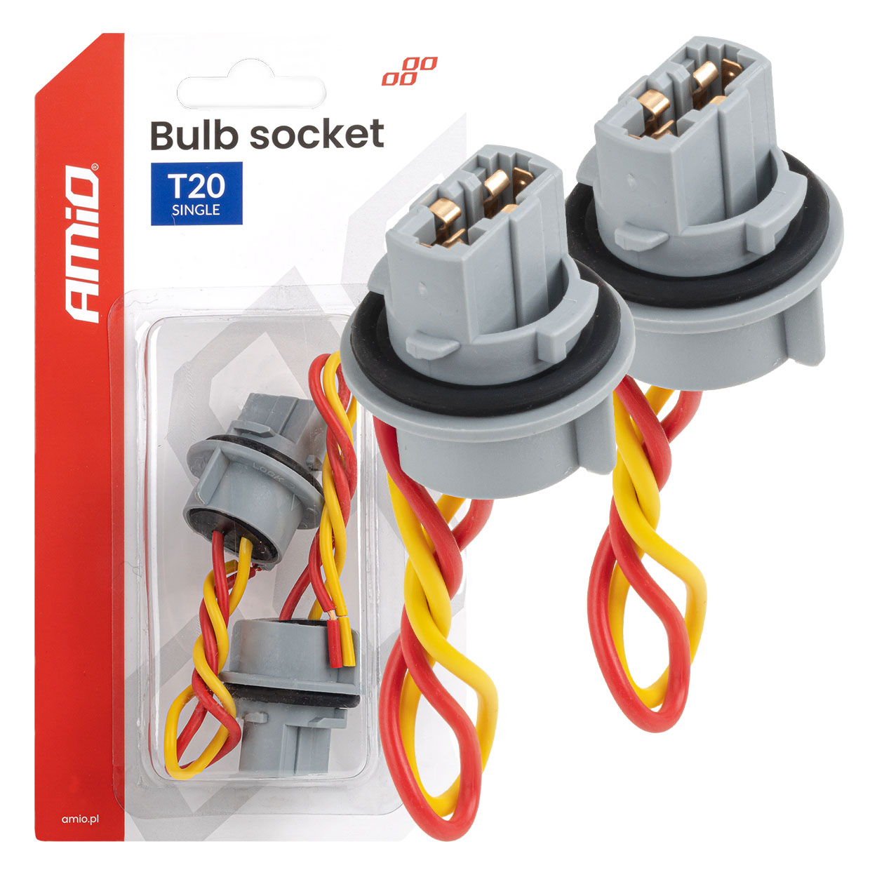 CASQUILHO PARA LAMPADA T20 COM CABO 12V/21W  2UN