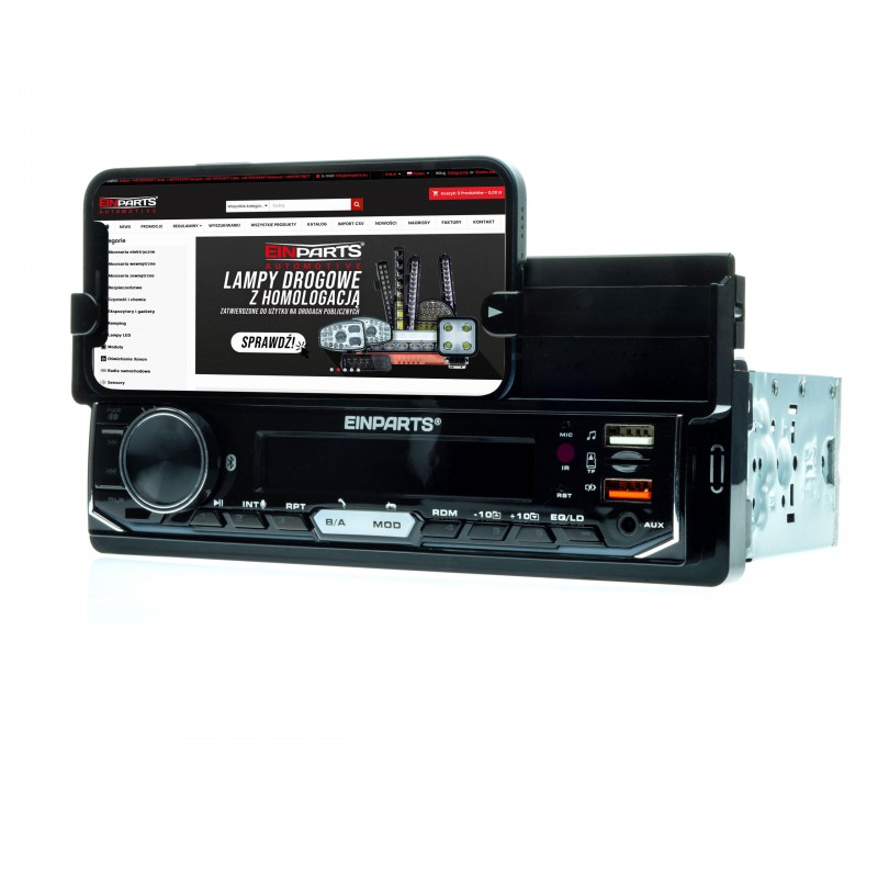 RADIO 1 DIN USB MICRO SD BT C/SUPORTE TELEMOVEL E APP