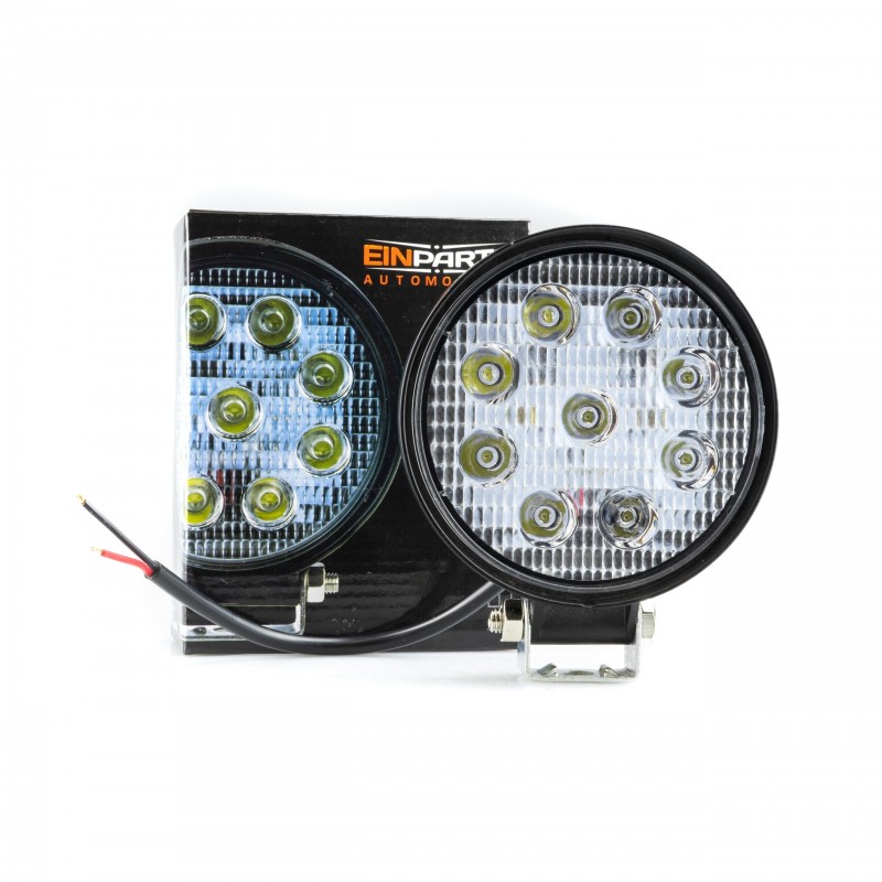 FAROL DE TRABALHO EM LED REDONDO, 9 LEDS 27W, 9-32V