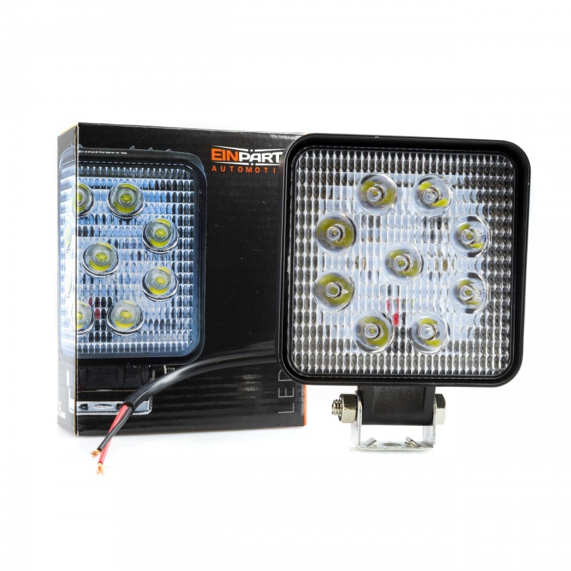 FAROL DE TRABALHO EM LED QUADRADO, 9 LEDS 27W, 9-32V