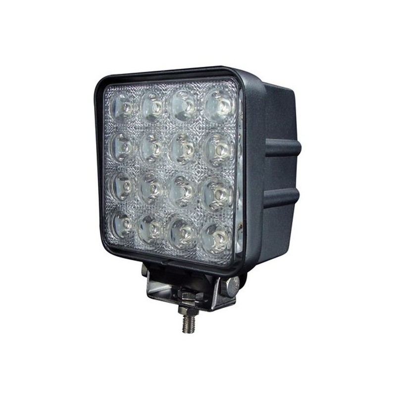 FAROL DE TRABALHO EM LED QUADRADO, 16 LEDS 48W
