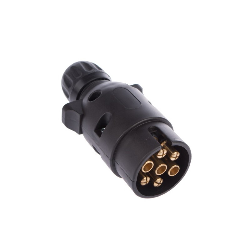FICHA MACHO DE 7 PINOS EM PLASTICO 12V C/PORCA