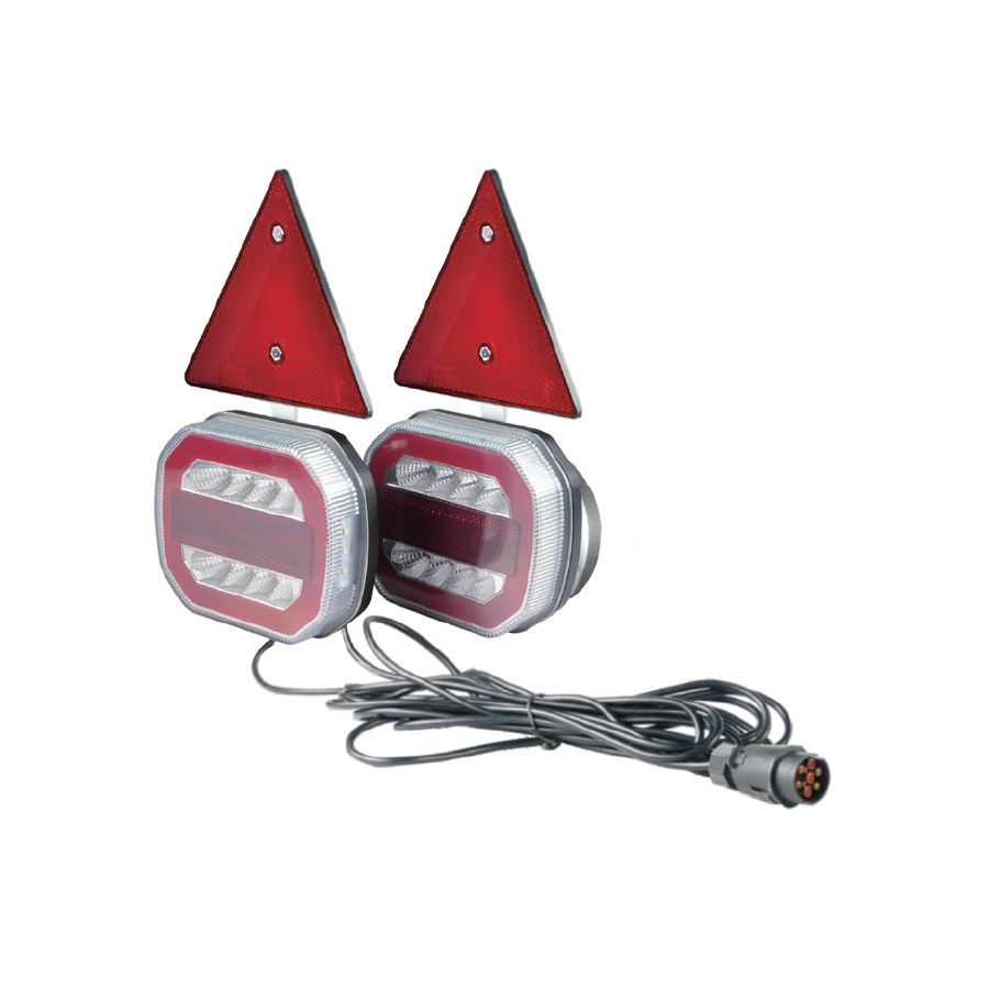 KIT SINALIZAÇÃO TRASEIRA LED MAGNETICO 12/24V C/TRIANGULO