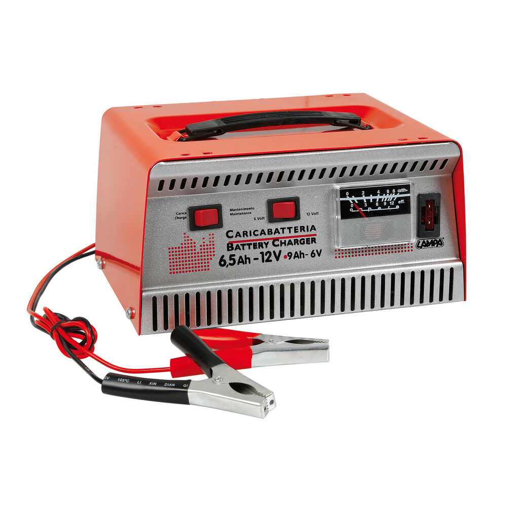 CARREGADOR DE BATERIA 6/12V  6,5/9AMP EM METAL