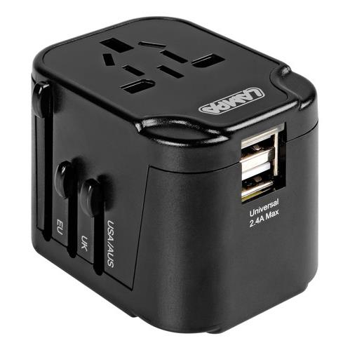 ADAPTADOR UNIVERSAL DE VIAGEM, C/ 2 PORTAS USB